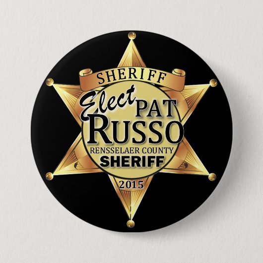 Badge Rond 7,6 Cm Pat Russo pour le bouton de shérif (Devant)