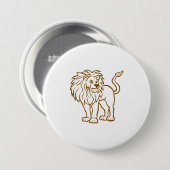 Badge Rond 7,6 Cm Patch & Boutons Gras Lion Line (Devant & derrière)