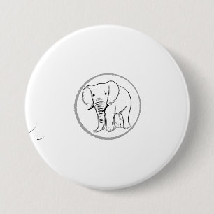 Badge Rond 7,6 Cm Patches et boutons en silhouette éléphante