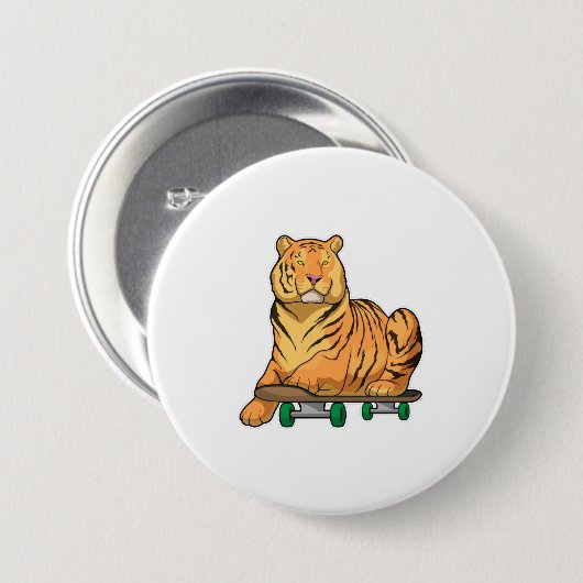 Badge Rond 7,6 Cm Patinage de Tiger (Devant & derrière)