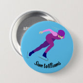 Badge Rond 7,6 Cm Patinage de vitesse (Devant & derrière)