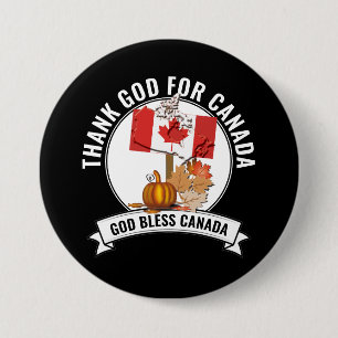 Badge Rond 7,6 Cm Patriotique MERCI DIEU POUR LE CANADA Thanksgiving