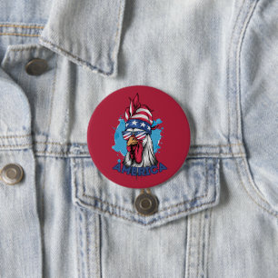 Badge Rond 7,6 Cm Patriotique poulet aux USA Bandana et Shades