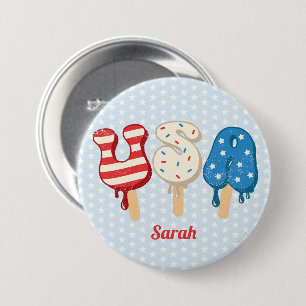 Badge Rond 7,6 Cm Patriotique USA Love Popsicle 