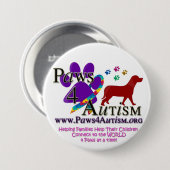 Badge Rond 7,6 Cm Pattes 4 Autsim (Devant & derrière)