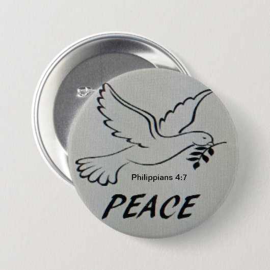 Badge Rond 7,6 Cm Peace Dove Button with scripture (Devant & derrière)
