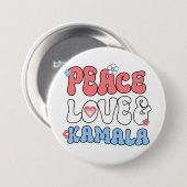 Badge Rond 7,6 Cm Peace Love et Kamala Harris 2024 (Devant & derrière)