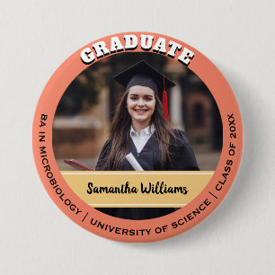 Badge Rond 7,6 Cm Peach Custom Class of Graduate Photo Graduate