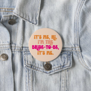 Badge Rond 7,6 Cm Peach Retro Hi, C'est Me Bride-to-Be Button