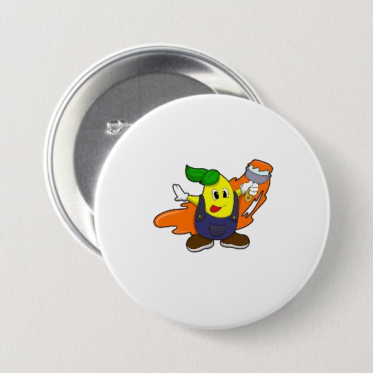 Badge Rond 7,6 Cm Pear as Painer with Paint brush (Devant & derrière)