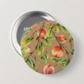 Badge Rond 7,6 Cm Pêches sur l'arbre (Devant & derrière)