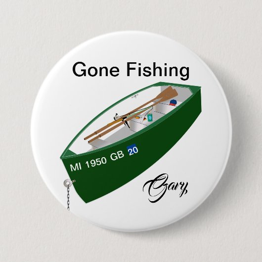 Badge Rond 7,6 Cm Pêcheur Pêcheur Camp de Pêcheur Épingle. (Devant)