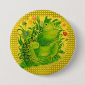 Badge Rond 7,6 Cm Peinture artisanale de grenouille verte (Devant)