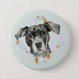 Badge Rond 7,6 Cm Peinture d'aquarelle de chien de pitbull de