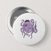 Badge Rond 7,6 Cm Peinture Octopus Peinture brosse (Devant & derrière)