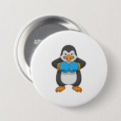 Badge Rond 7,6 Cm Penguin at Boxing with Boxing Gloves (Devant & derrière)
