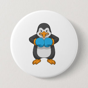 Badge Rond 7,6 Cm Penguin at Boxing with Boxing Gloves