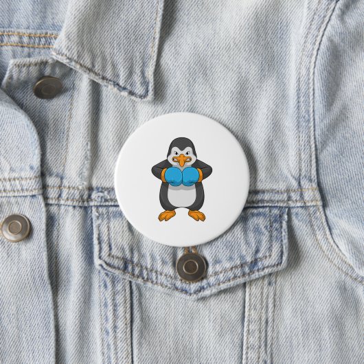 Badge Rond 7,6 Cm Penguin at Boxing with Boxing Gloves (En situation)