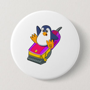 Badge Rond 7,6 Cm Penguin comme coiffeur avec Razor