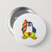 Badge Rond 7,6 Cm Penguin comme surfer avec Surfer (Devant & derrière)