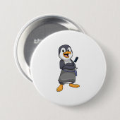 Badge Rond 7,6 Cm Penguin en coiffure avec peigne (Devant & derrière)