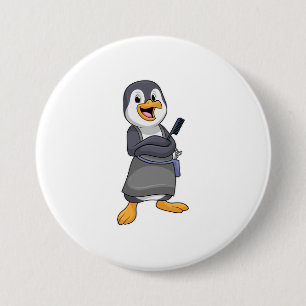 Badge Rond 7,6 Cm Penguin en coiffure avec peigne