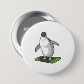 Badge Rond 7,6 Cm Penguin en Snowboardeur avec Snowboard (Devant & derrière)