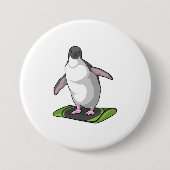 Badge Rond 7,6 Cm Penguin en Snowboardeur avec Snowboard (Devant)