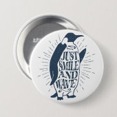 Badge Rond 7,6 Cm Penguin sourire et vague (Devant & derrière)