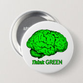 Badge Rond 7,6 Cm Pensez le VERT (Devant & derrière)