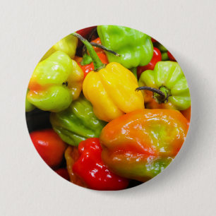 Badge Rond 7,6 Cm Peppers de Scotch Bonnet Chili