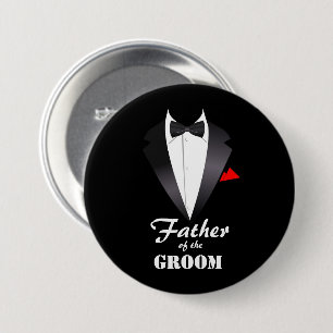 Badge Rond 7,6 Cm Père de la chambre avec chemise Tuxedo - Bouton