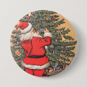 Badge Rond 7,6 Cm Père Noël Décoration de l'arbre de Noël