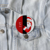 Badge Rond 7,6 Cm Père Noël rouge et blanche personnalisée (En situation)