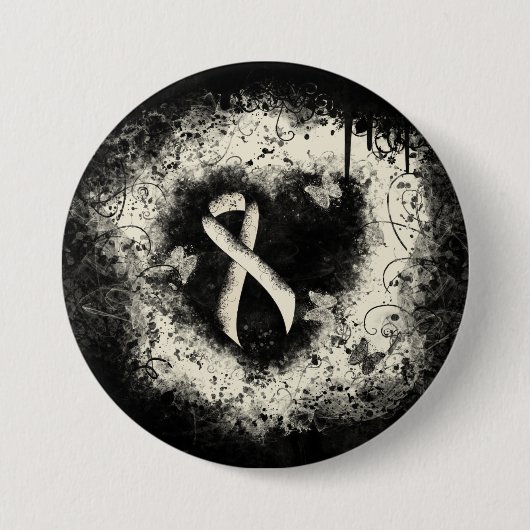 Badge Rond 7,6 Cm Perle de sensibilisation Ruban Grunge Coeur (Devant)