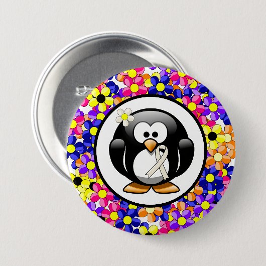Badge Rond 7,6 Cm Perle de sensibilisation Ruban Penguin (Devant & derrière)