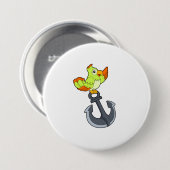 Badge Rond 7,6 Cm Perroquet avec Ancre (Devant & derrière)