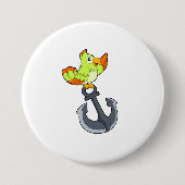 Badge Rond 7,6 Cm Perroquet avec Ancre (Devant)