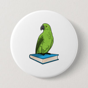 Badge Rond 7,6 Cm Perroquet avec livre