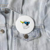 Badge Rond 7,6 Cm Perroquet avec lunettes de soleil (En situation)
