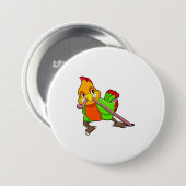 Badge Rond 7,6 Cm Perroquet avec ver (Devant & derrière)