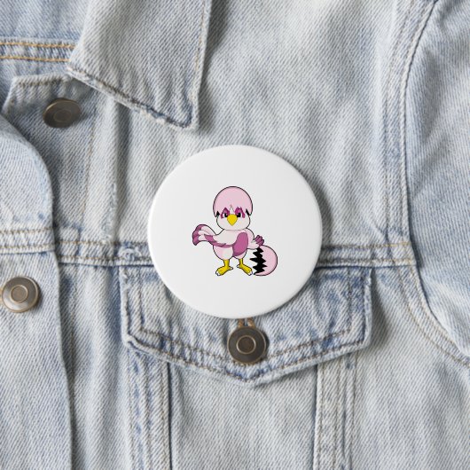 Badge Rond 7,6 Cm Perroquet dans Oeuf avec Eggshell.PNG (En situation)
