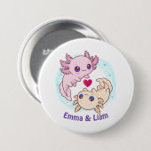 Badge Rond 7,6 Cm Personalized Axolotl Couple Valentine Button (Devant & derrière)