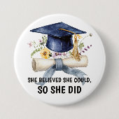 Badge Rond 7,6 Cm Personalized Inspirational Quote Floral Graduation (Devant)