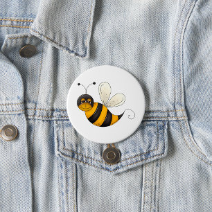 Badge Rond 7,6 Cm Personnage d'abeille joyeuse et amusante