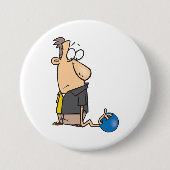 Badge Rond 7,6 Cm Personnage de joueur de quilles triste et drôle av (Devant)