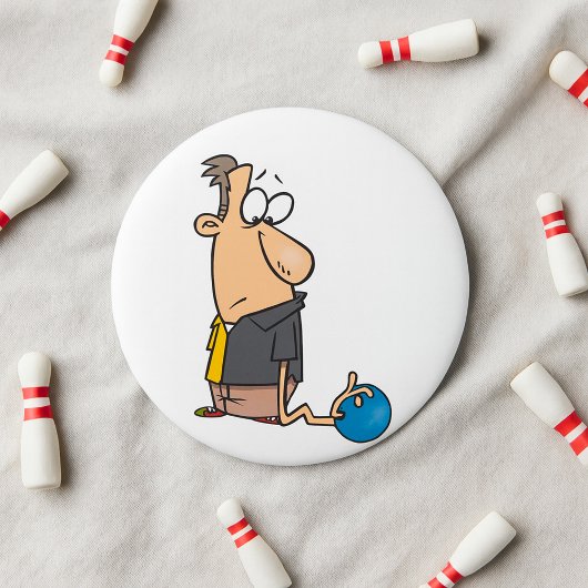 Badge Rond 7,6 Cm Personnage de joueur de quilles triste et drôle av
