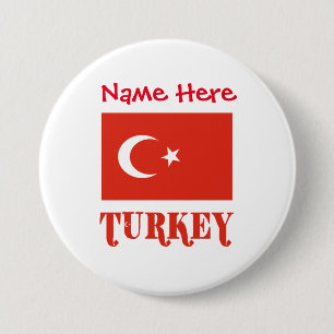 Badge Rond 7,6 Cm Personnalisation rouge du drapeau turc