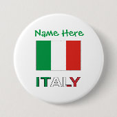 Badge Rond 7,6 Cm Personnalisation verte du drapeau italien en Itali (Devant)