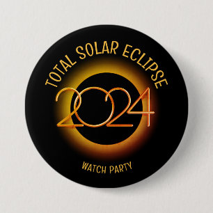 Badge Rond 7,6 Cm Personnalisé 2024 TOTAL SOLAR ECLIPSE